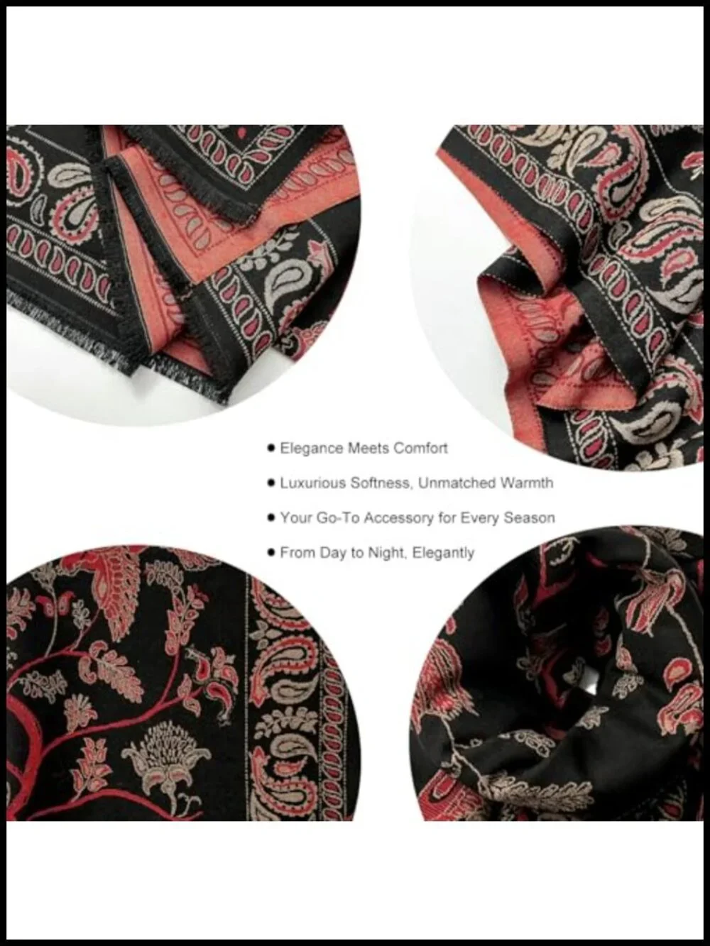 Reversible Paisley Pashmina Shawl Wrap Wedding Stole